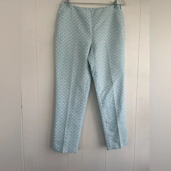 EP Pro Teal and White Floral Eyelet Marseille Pants Size 10 - Picture 7 of 13